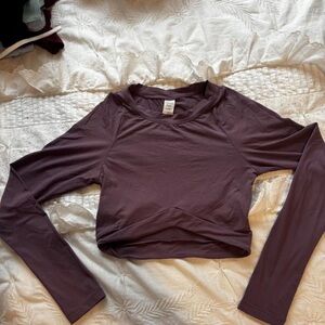 Alphalete Red Fitted Long Sleeve Crop Top